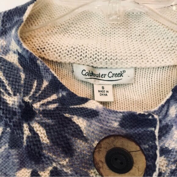 Coldwater Creek Cotton Floral Print Wood Button Cardigan Sweater Top Cottagecore - Picture 6 of 16